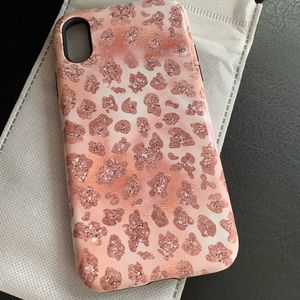 Rosegold Blush Leopard Glitter iPhone XR case